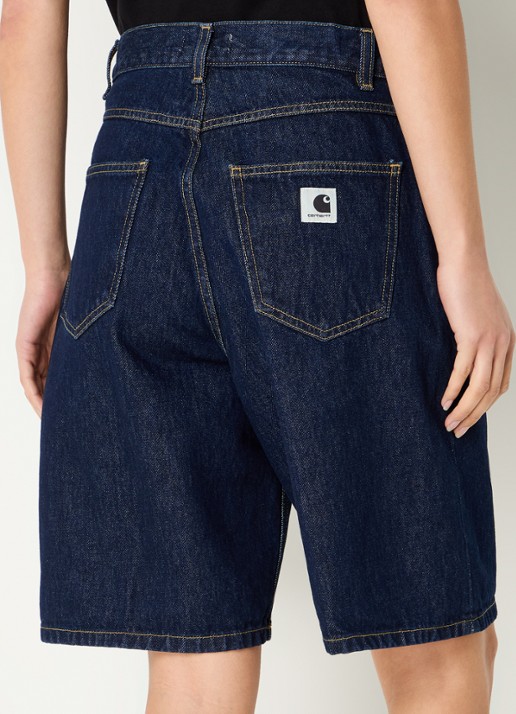 Carhartt WIP High waist wide fit korte broek van denim met donkere wassing - achterkant 4 indigo