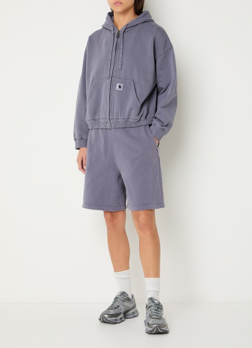 Carhartt WIP Hoggard straight fit korte joggingbroek met trekkoord  - voorkant 3 paars