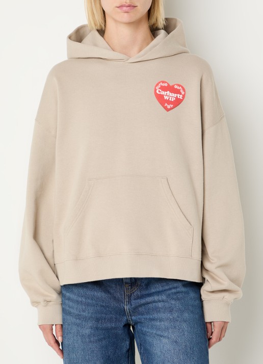Carhartt WIP Hoodie met front- en backprint - achterkant 5 beige
