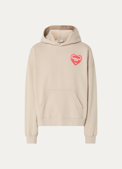 Carhartt WIP Hoodie met front- en backprint - voorkant 3 beige