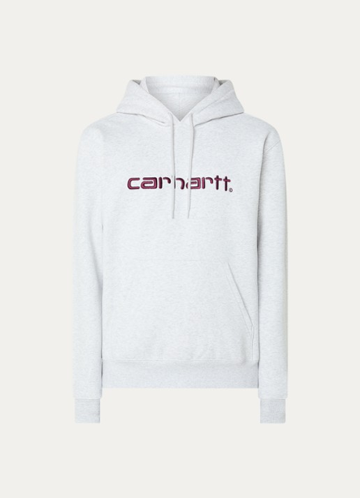 Carhartt WIP Hoodie met logoborduring - voorkant lichtgrijs