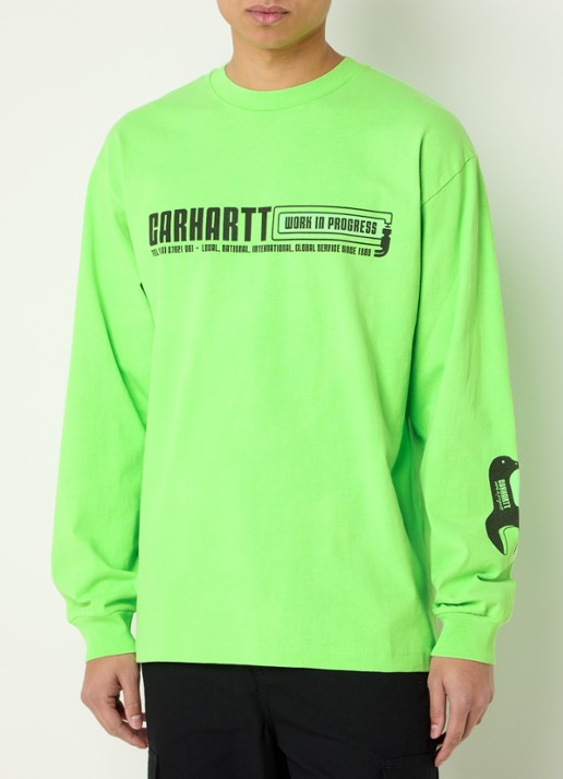 Carhartt WIP Industry T-shirt van  katoen met logo- en backprint  - detail felgroen