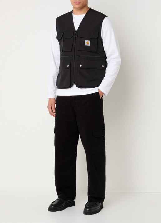 Carhartt WIP Irwin bodywarmer met opgestikte zakken en logo - voorkant 2 zwart
