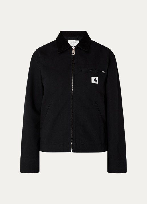 Carhartt WIP Jack met details van corduroy en steekzakken - voorkant 3 zwart