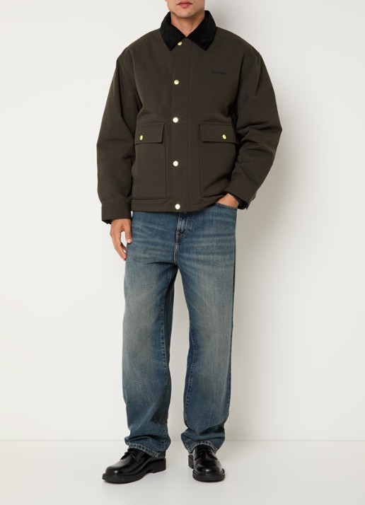 Carhartt WIP Jack met logo en steekzakken - voorkant 2 zwart