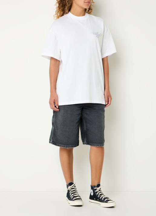 Carhartt WIP Julia T-shirt met logo- en backprint - voorkant 4 wit