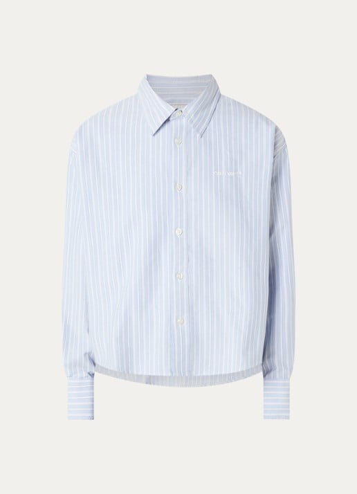 Carhartt WIP Kanan blouse met streepprint - voorkant lichtblauw