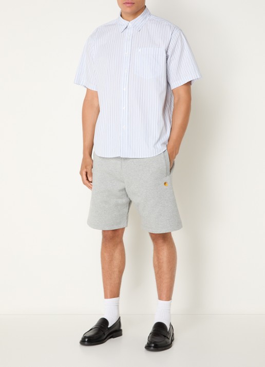 Carhartt WIP Keene regular fit overhemd met streepprint - voorkant 2 lichtblauw