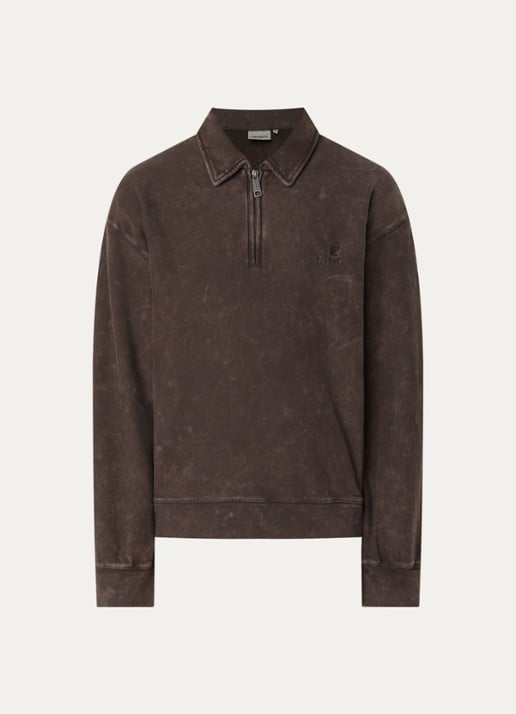 Carhartt WIP Lambert sweater met logo - voorkant 3 bruin