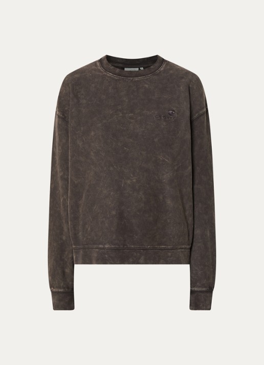 Carhartt WIP Lambert sweater met verwassen effect - voorkant 3 bruin