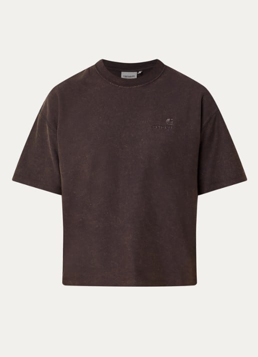 Carhartt WIP Lambert T-shirt met logo - voorkant 3 donkerbruin