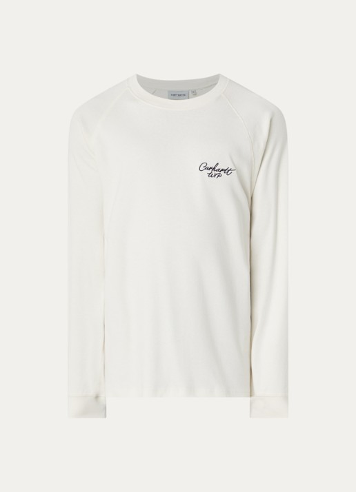 Carhartt WIP Longsleeve met logoborduring - voorkant 2 zwart