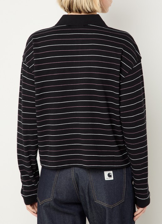 Carhartt WIP Mabel cropped polo van piqué katoen met streepprint - achterkant 4 zwart