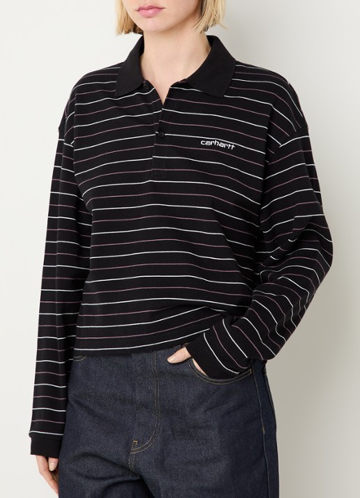 Carhartt WIP Mabel cropped polo van piqué katoen met streepprint