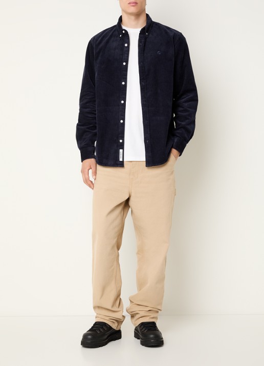 Carhartt WIP Madison overshirt van corduroy - voorkant 2 donkerblauw