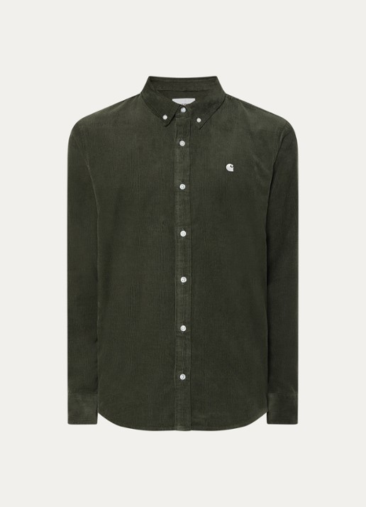 Carhartt WIP Madison regular fit overhemd van corduroy - voorkant 3 bronsgroen