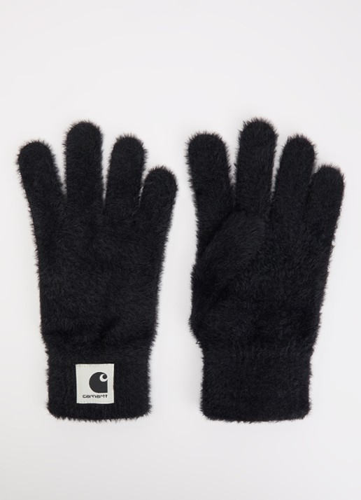 Carhartt WIP Maine handschoenen in katoenblend met logo - voorkant zwart