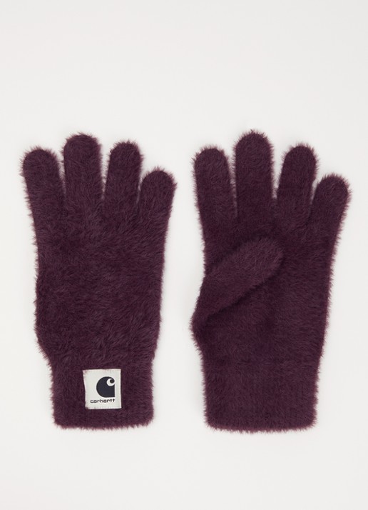 Carhartt WIP Maine handschoenen in katoenblend met logo - voorkant bordeauxrood