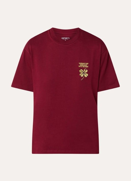 Carhartt WIP Marsala T-shirt met logoborduring - voorkant donkerrood