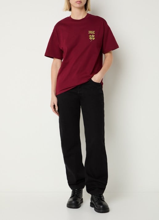 Carhartt WIP Marsala T-shirt met logoborduring - voorkant 2 donkerrood