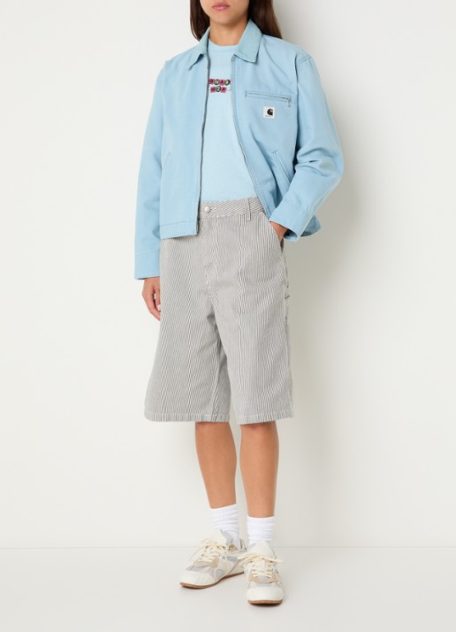 Carhartt WIP Mercer mid waist loose fit korte cargobroek steekzakken - voorkant 3 grijs