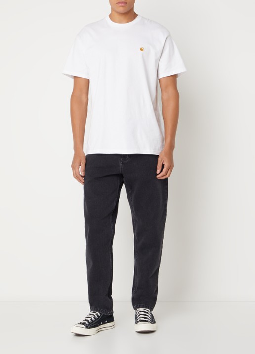 Carhartt WIP Newel tapered jeans met steekzakken  - voorkant 2 zwart