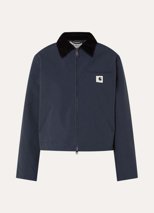 Carhartt WIP Newkirk jack met logo steekzakken - voorkant 3 donkerblauw