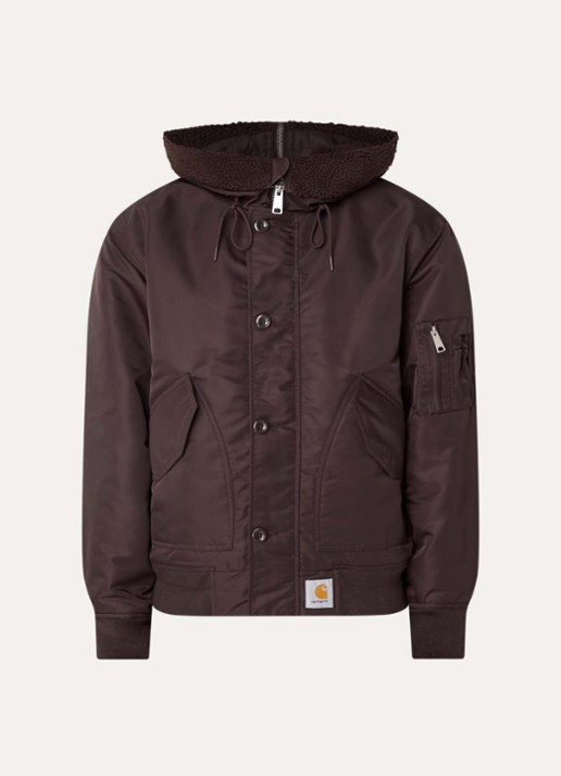 Carhartt WIP Oltera gewatteerde bomberjack met kraag van teddy - voorkant 3 bruin