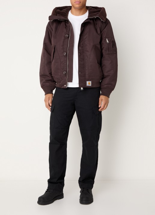 Carhartt WIP Oltera gewatteerde bomberjack met kraag van teddy - voorkant 4 bruin