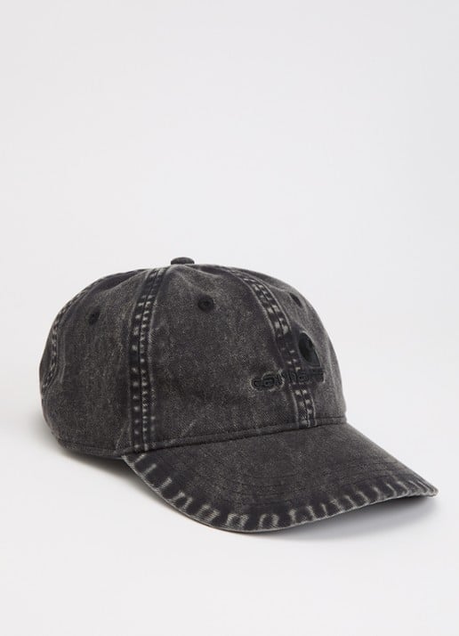 Carhartt WIP Pet van denim met logoborduring - voorkant 2 zwart