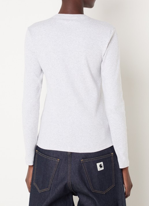 Carhartt WIP Philipa longsleeve met ribstructuur en logoborduring - achterkant grijs