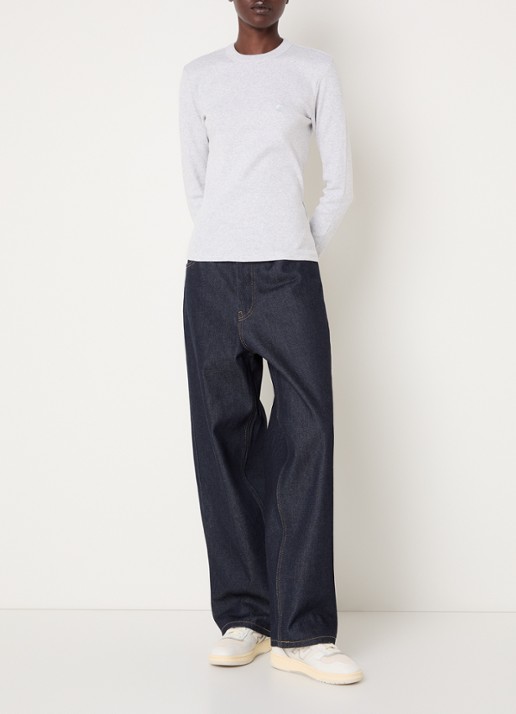 Carhartt WIP Philipa longsleeve met ribstructuur en logoborduring - voorkant 4 grijs