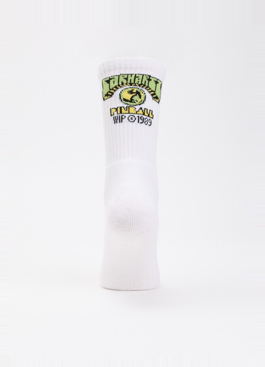 Carhartt WIP Pinball sportsokken in katoenblend met logoprint - voorkant 3 wit