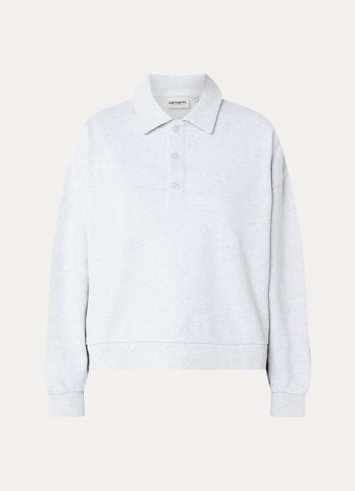 Carhartt WIP Regular fit polo met logo - voorkant 3 grijsmele