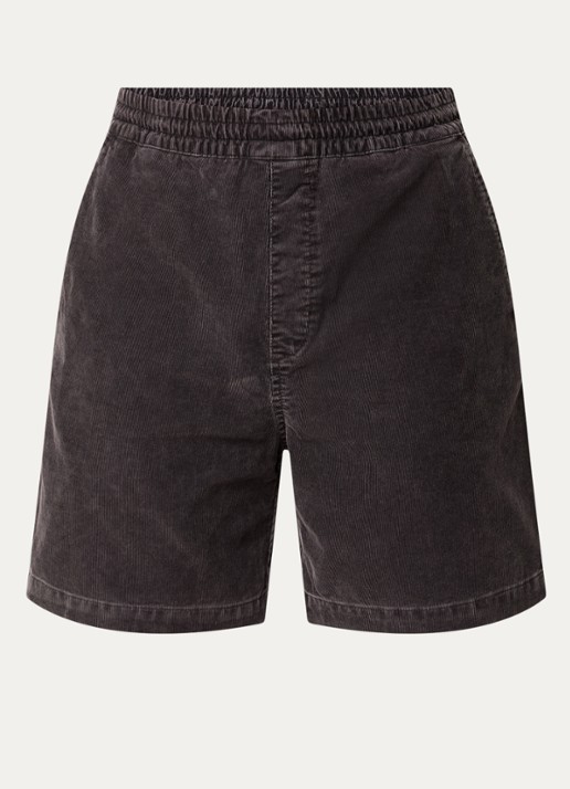 Carhartt WIP Reynold straight fit korte broek van corduroy - voorkant antraciet