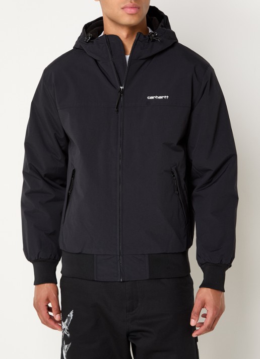 Carhartt WIP Sail windjack met capuchon en fleece voering - detail 2 zwart