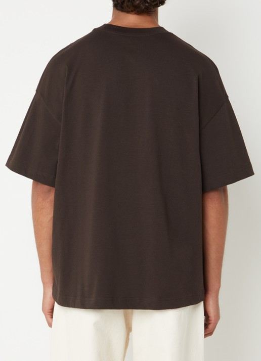 Carhartt WIP Script T-shirt met logoborduring - achterkant 4 donkerbruin
