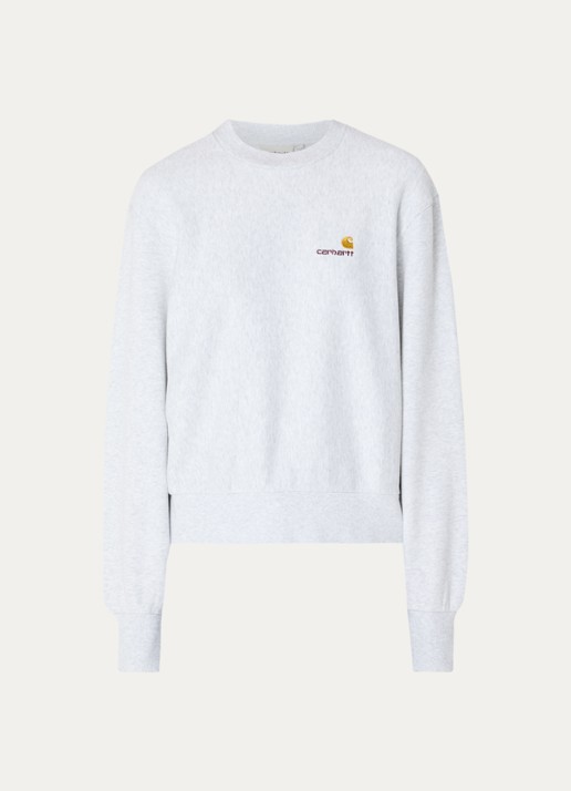 Carhartt WIP Sweater met logoborduring - voorkant 3 grijsmele