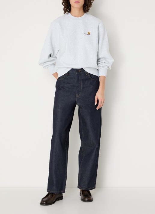 Carhartt WIP Sweater met logoborduring - voorkant 4 grijsmele