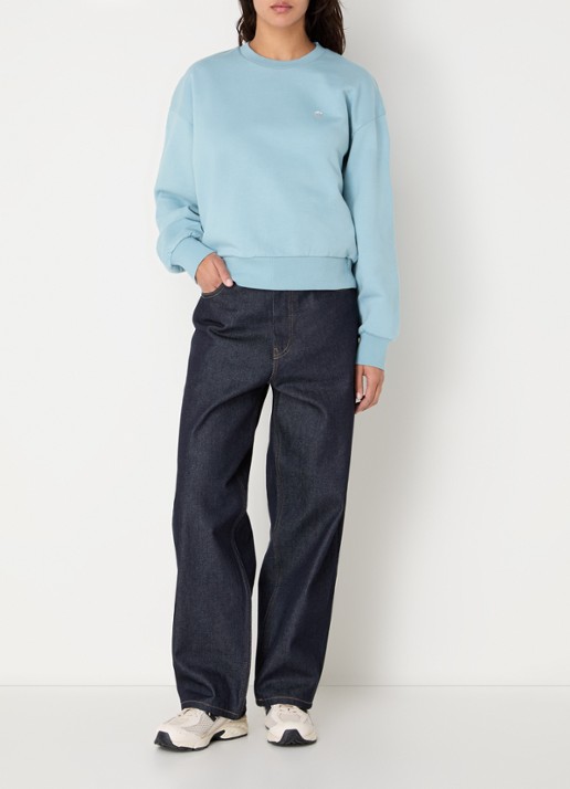 Carhartt WIP Sweater met logoborduring - voorkant 3 lichtblauw