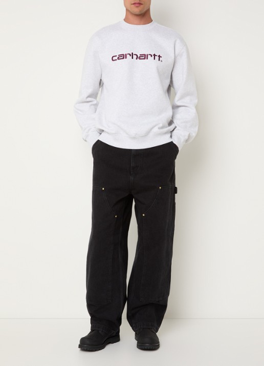 Carhartt WIP Sweater met logoborduring - voorkant 2 grijsmele