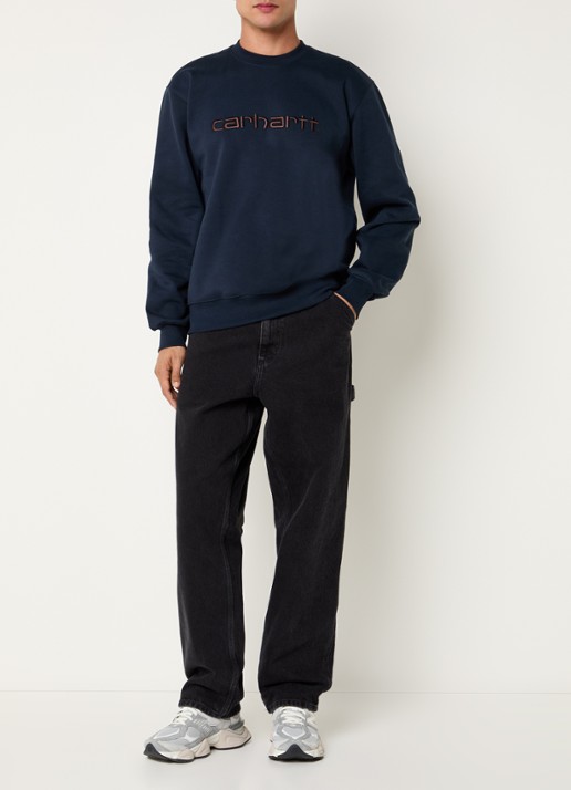 Carhartt WIP Sweater met logoborduring - voorkant 4 donkerblauw