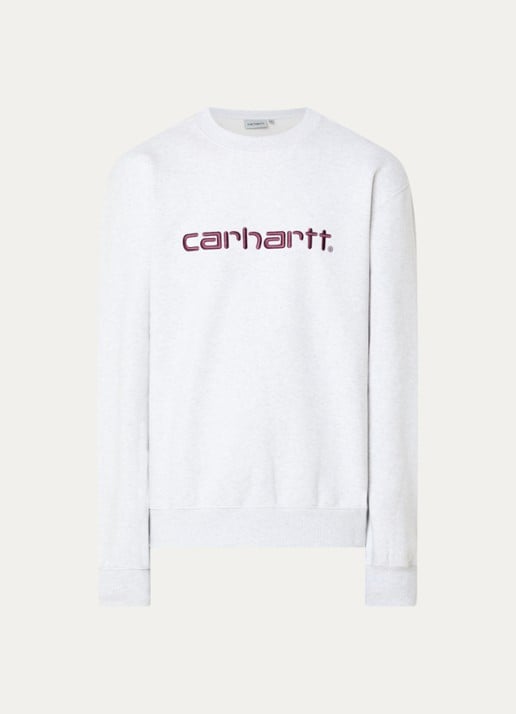 Carhartt WIP Sweater met logoborduring - voorkant 3 grijsmele
