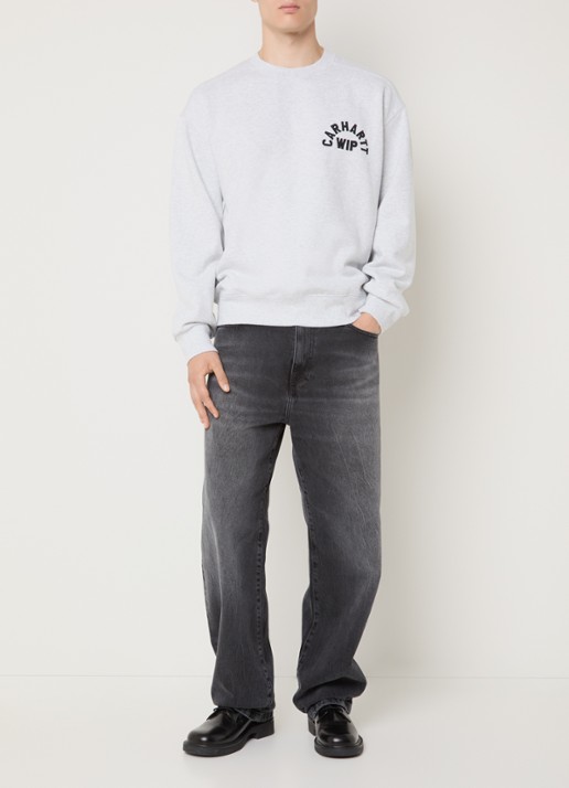 Carhartt WIP Sweater met logoborduring - voorkant 4 grijsmele