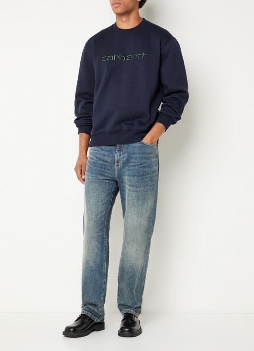 Carhartt WIP Sweater met logoborduring - voorkant 3 donkerblauw
