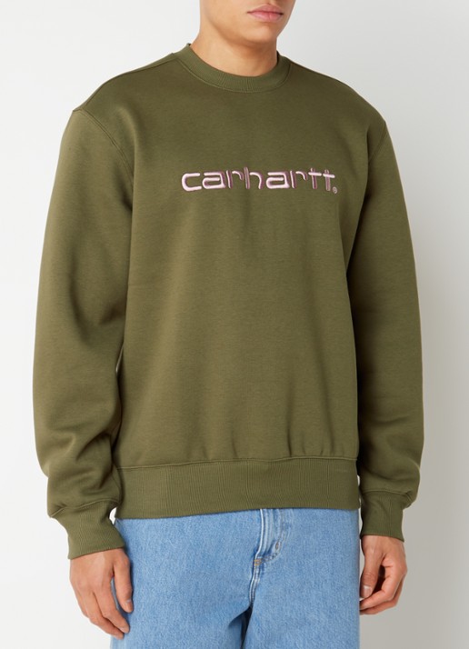 Carhartt WIP Sweater met logoborduring - detail 3 legergroen