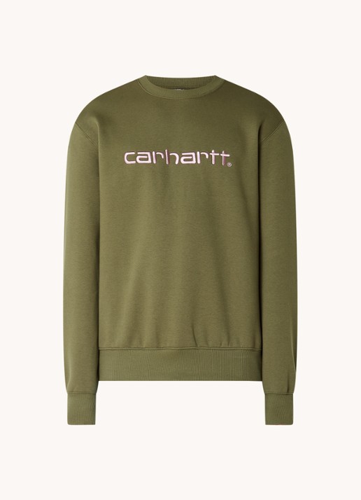 Carhartt WIP Sweater met logoborduring - voorkant legergroen