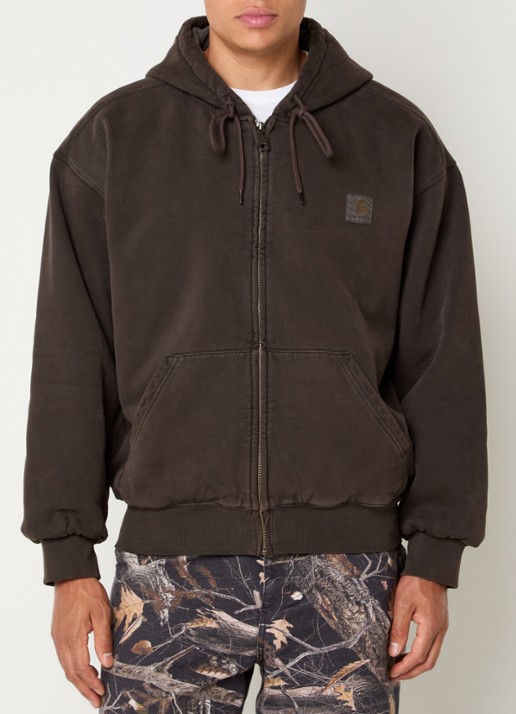 Carhartt WIP Sweatvest met logo en steekzakken - detail donkerbruin