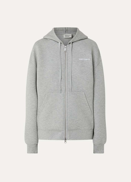 Carhartt WIP Sweatvest met logoborduring - voorkant 3 grijsmele