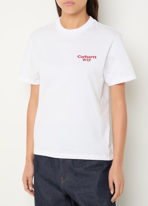 Carhartt WIP T-shirt met logo- en backprint - achterkant 4 wit